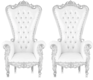 Deux Silver Queen Throne Chairs