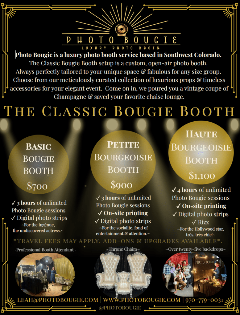 Classic Bougie Booth Package Flyer.